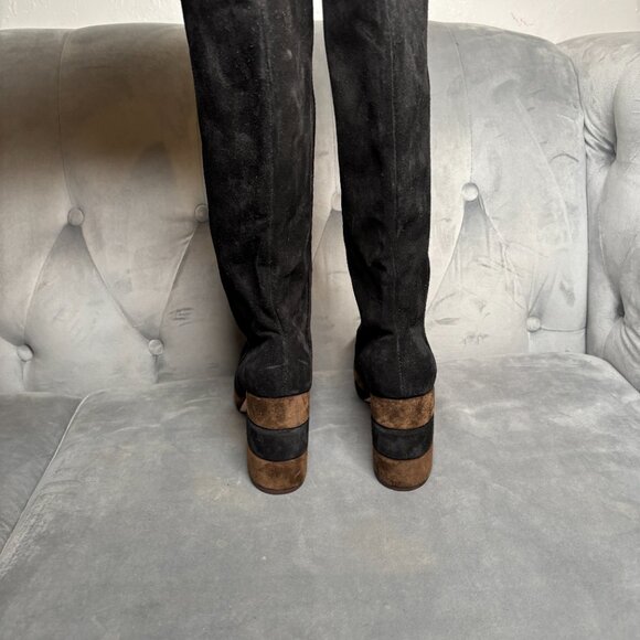 Tory Burch Black Suede Leather Platform Tall Boots – Women’s Size 7.5 - Picture 8 of 15